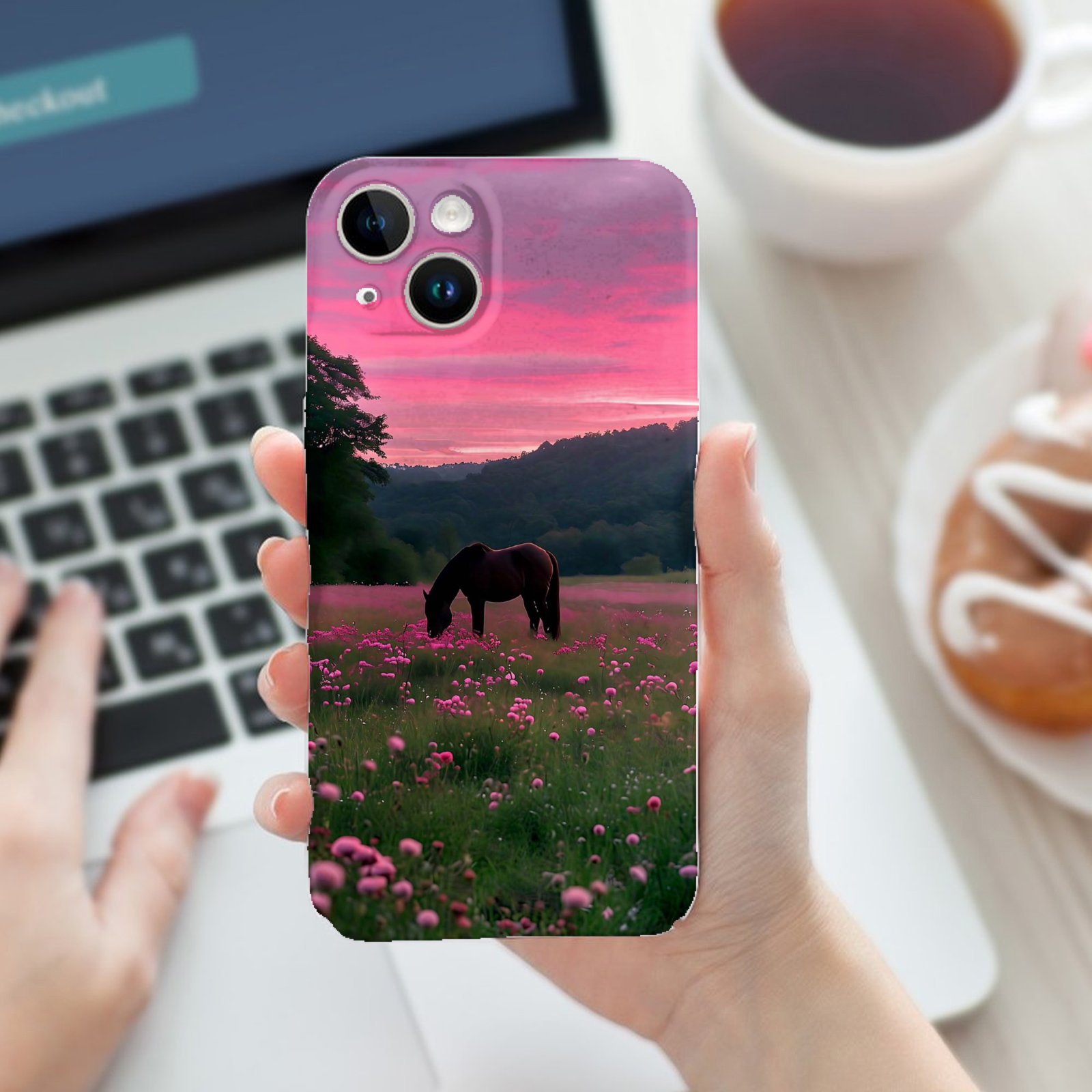 Phone Cases Horse - Horse In Flower Field, Phone Case,