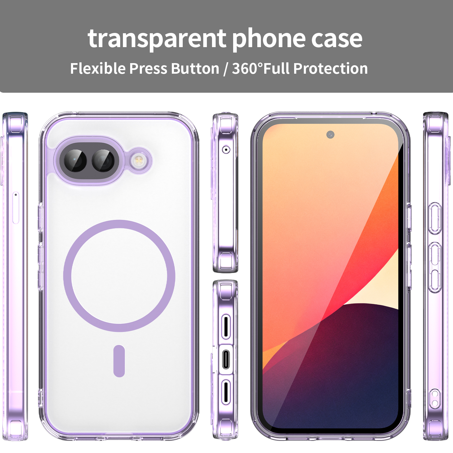 Phone Cases Pixel 9A - Luxury Transparent Colorful Phone Case for