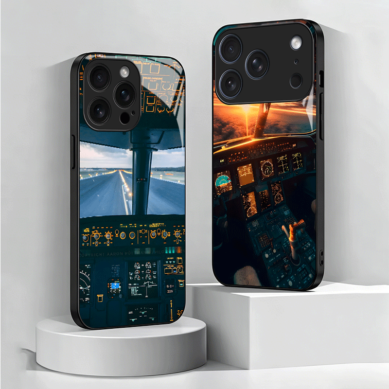 Phone Cases Aviation - Aviation Aeroplane Pilot Cockpit Tempered Glass