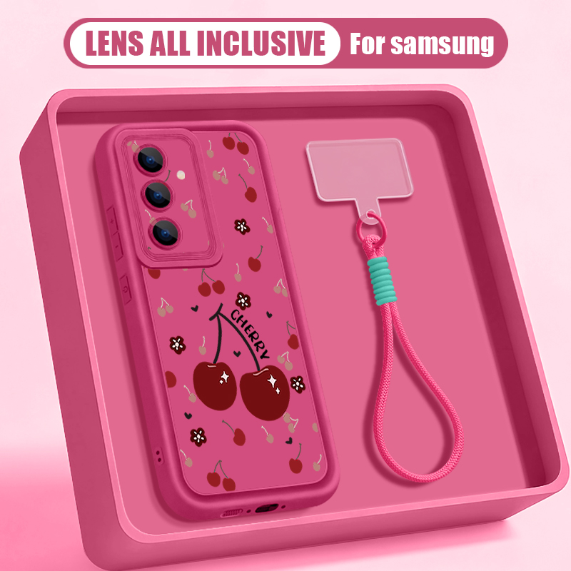 Phone Cases Galaxy A17 - Cherry Pattern Lanyard Phone Case For