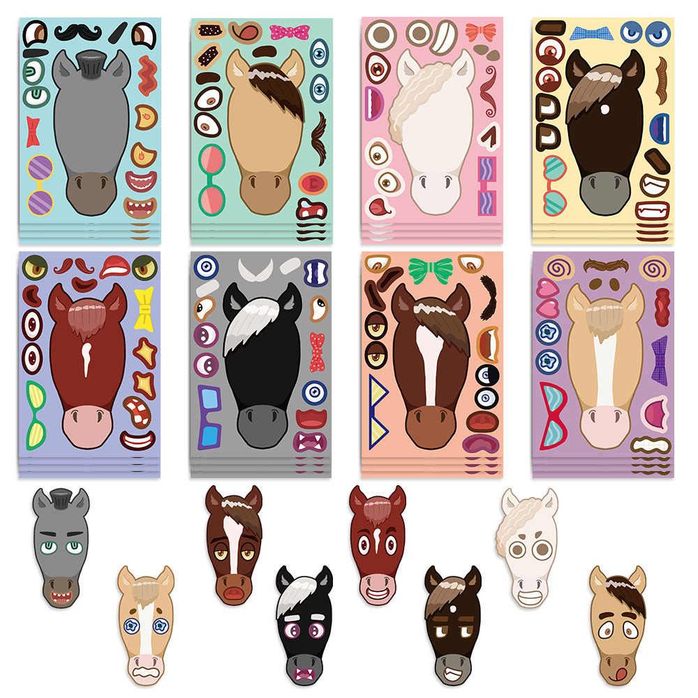 8PCS Cartoon Horse Head Collag - Phone Cases Horse recensione e prezzo
