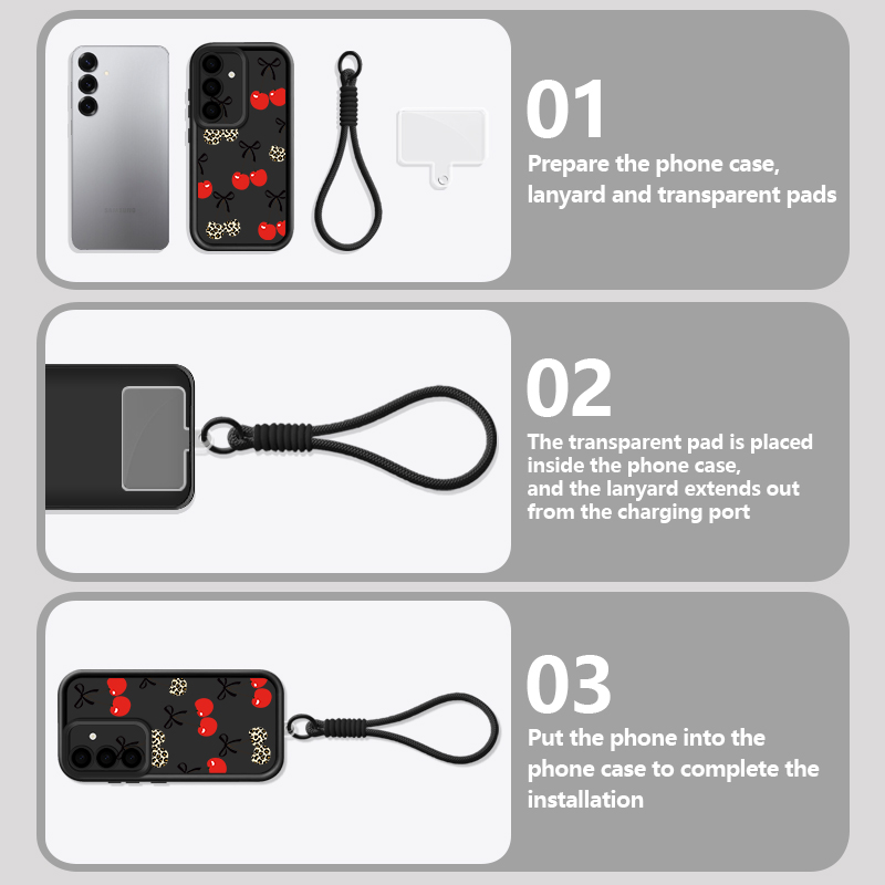 Cherry Pattern Lanyard Phone C - Phone Cases Galaxy A17 recensione e prezzo