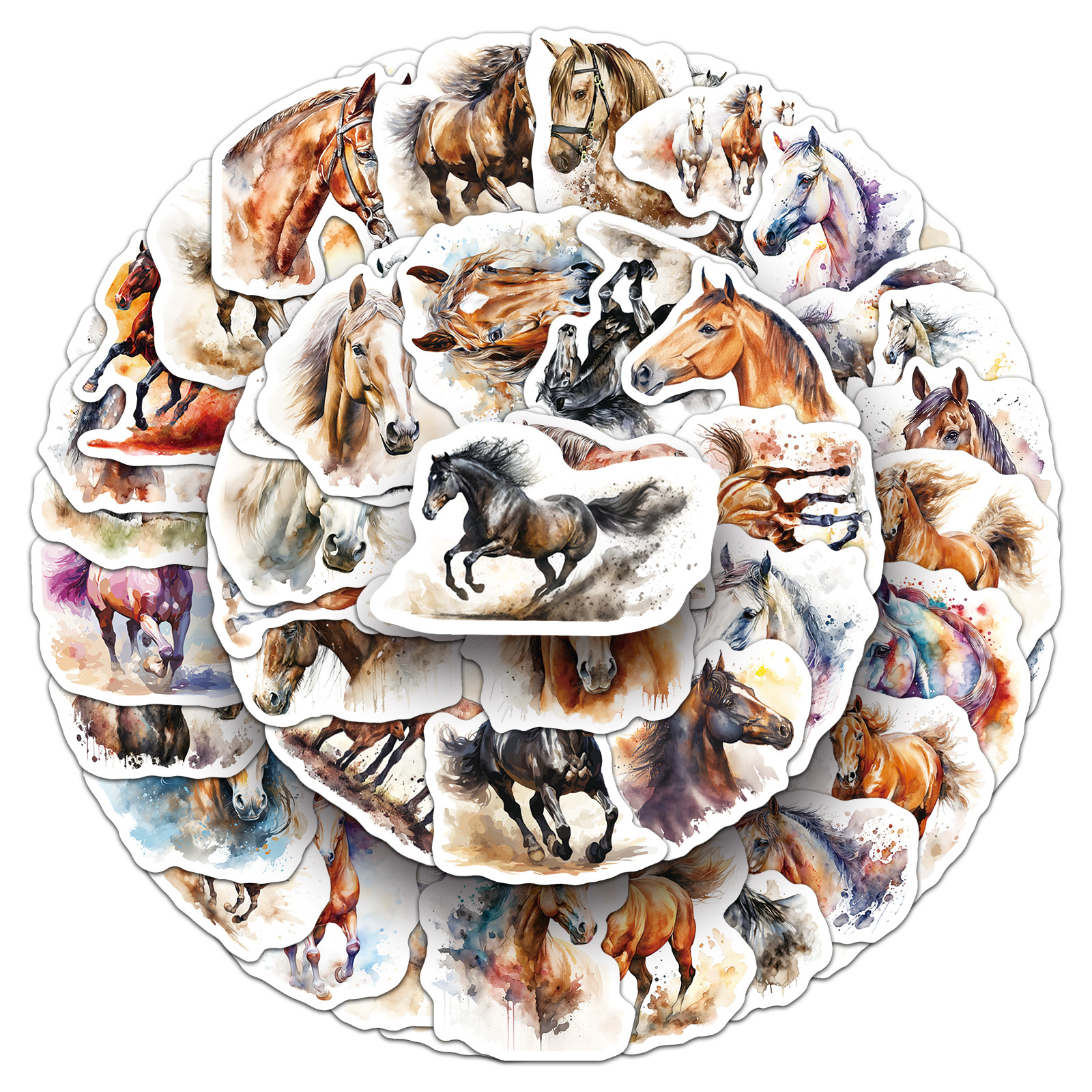 50Pcs Ink Wash Horse Stickers  - Phone Cases Horse recensione e prezzo